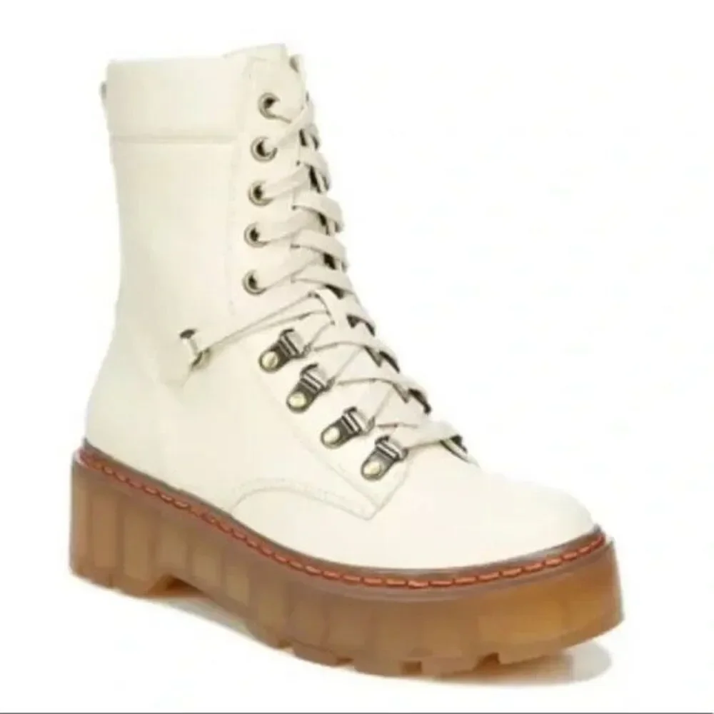 Circus NY by Sam Edelman Sanders Platform Combat Boots Ivory Cream Lug Sole Sz9M